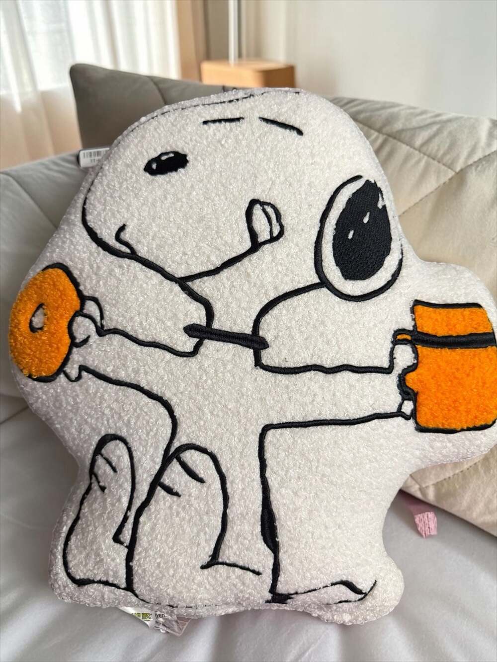Nourison Home Peanuts Snoopy Decorative Throw Pillow with Donut and Coffee